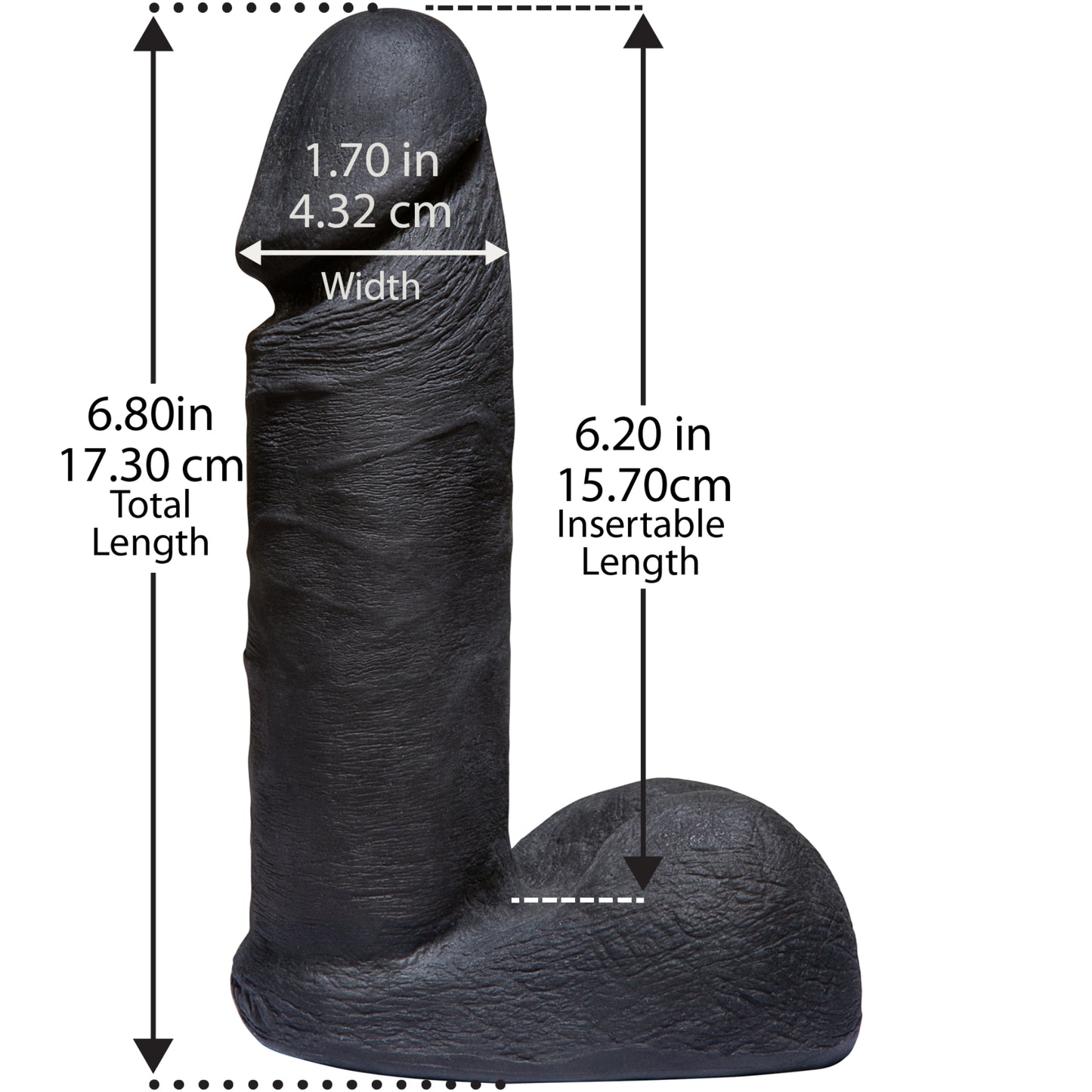 Doc Johnson Realistic UR3 Vac-U-Lock 6 inch Black Cock