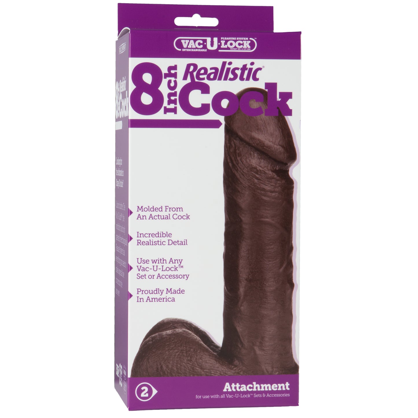 Doc Johnson - Vac-U-Lock - 8 inch Realistic FirmSkyn Cock - Chocolate