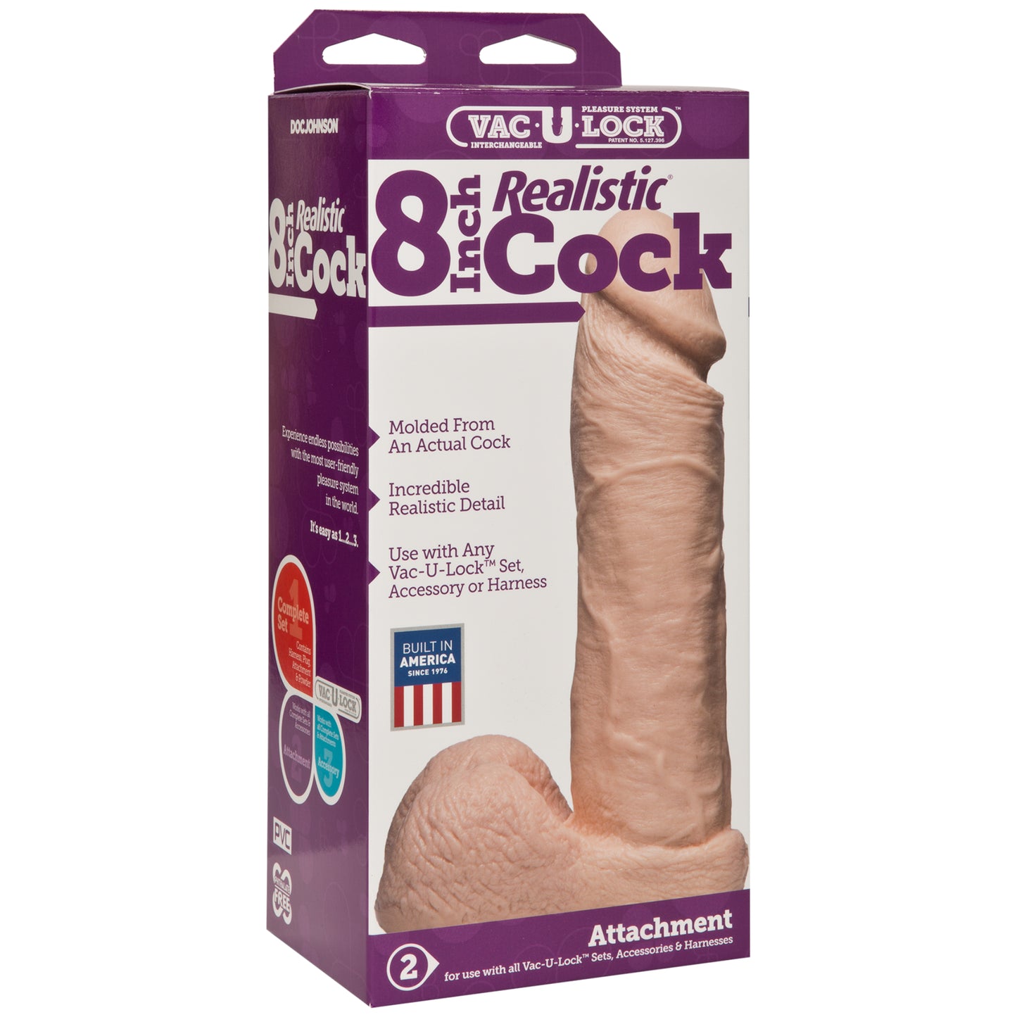 Doc Johnson - Vac-U-Lock - 8 inch Realistic FirmSkyn Cock - Vanilla