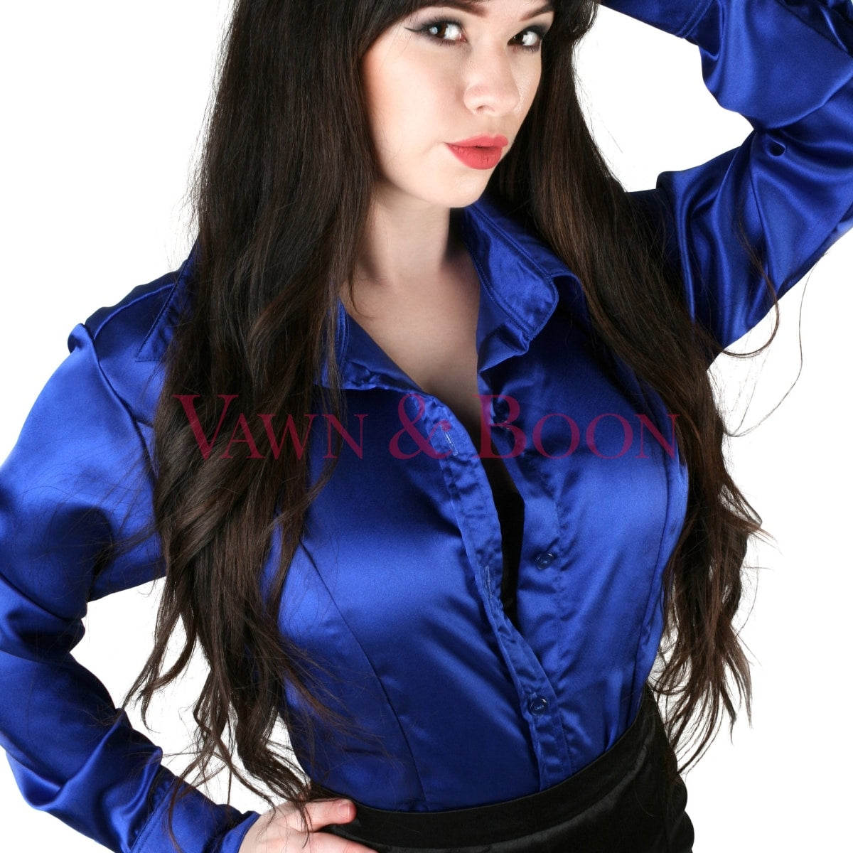 Vawn-and-Boon-blue-satin-crossdresser-blouse