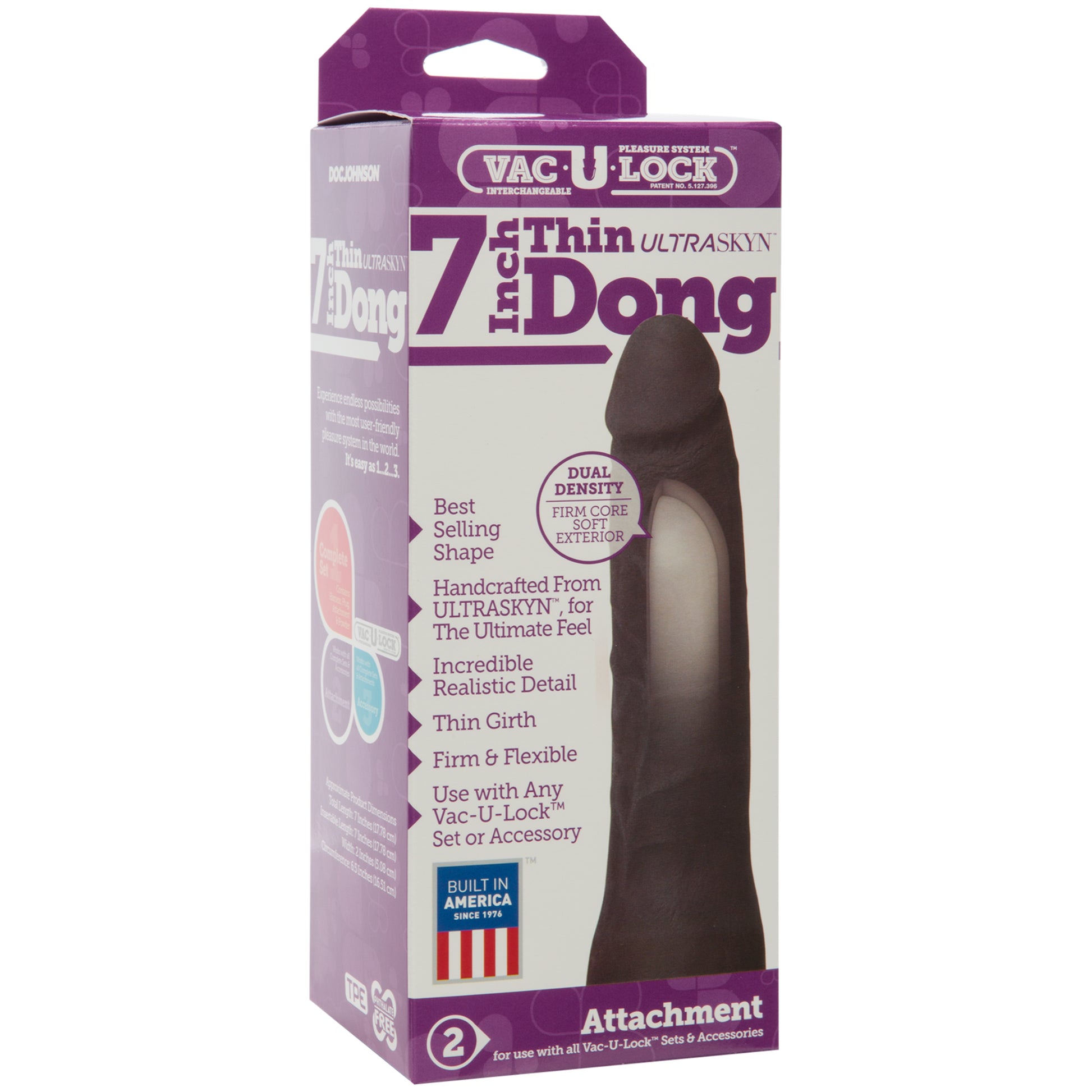 Doc Johnson - Vac-U-Lock - 7 ULTRASKYN Thin Dong - Chocolate