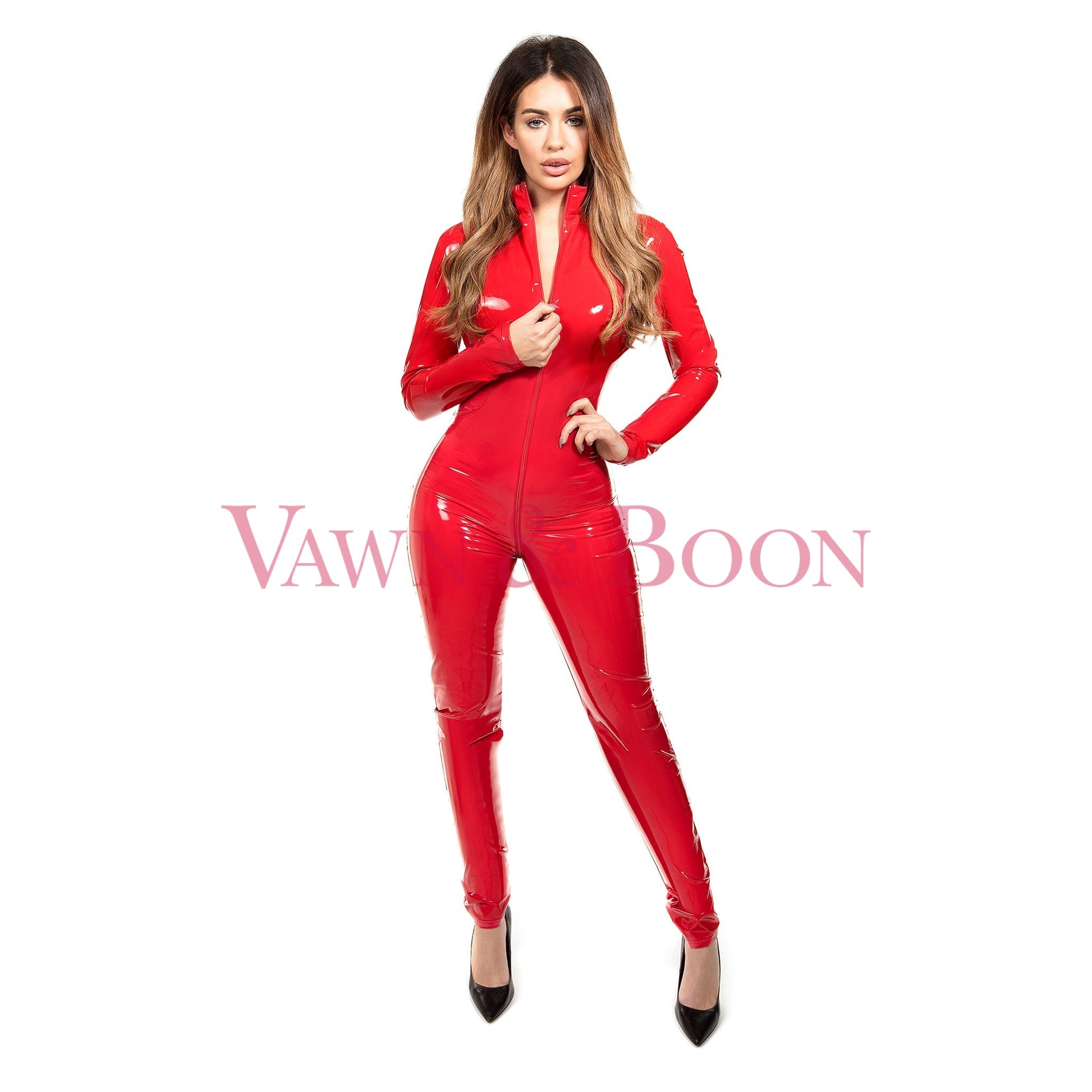 Vawn and Boon Red Vortex PVC Catsuit